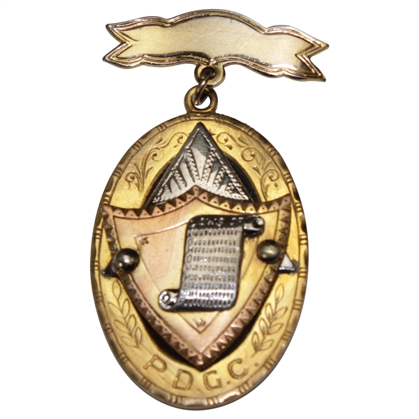 Purely Downs Golf Club (P.D.G.C.) Ornate Gold & Silver Medal with Metal Bar Clasp