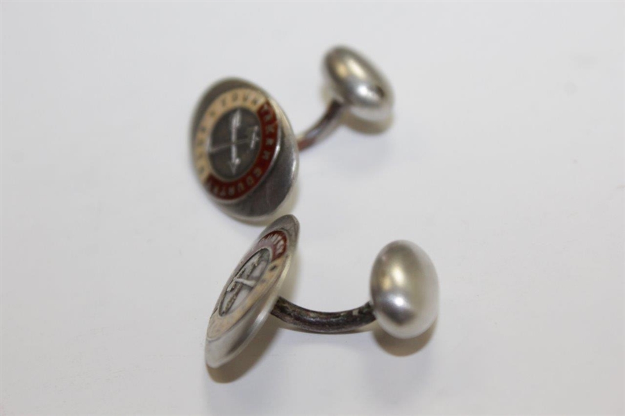 Circa 1900 Pair of Sterling Silver Cufflinks by John Frick NY with Yountakah Country Club