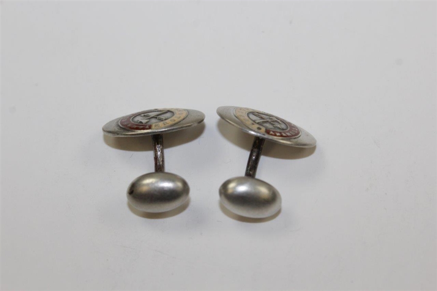 Circa 1900 Pair of Sterling Silver Cufflinks by John Frick NY with Yountakah Country Club