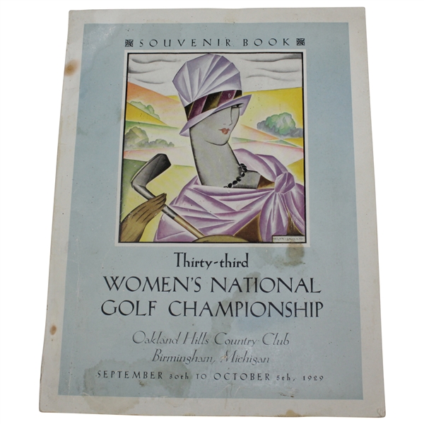 1929 Women's National Amateur Golf Championship at Oakland Hills Official Program - Glenna Collett Win