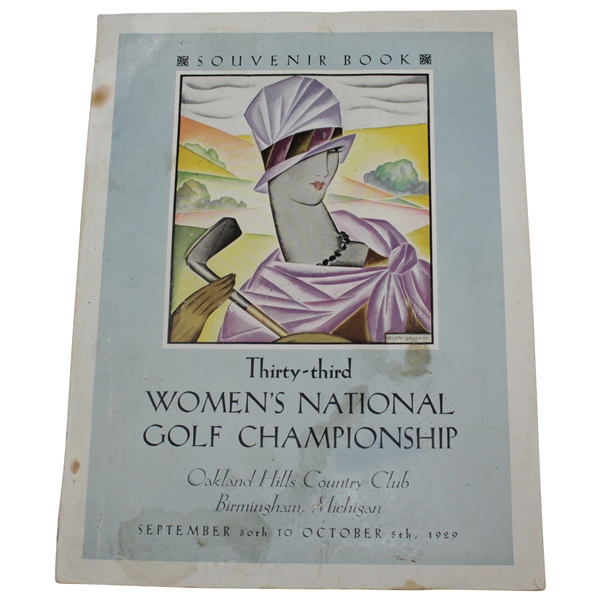 1929 Womens National Amateur Golf Championship at Oakland Hills Official Program - Glenna Collett Win