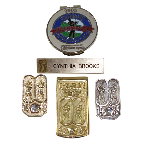 Five (5) Mark Brooks Personal Tournament Clips/Pins/Credentials
