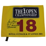 Gary Player Signed 2001 The OPEN at Royal Lytham Flag with Years Won & Final JSA ALOA