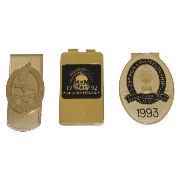 1990, 1992, & 1993 PGA Championship Comemmorative Money Clips