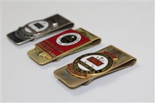 1980, 1981, & 1982 PGA Club Professional Championship Money Clips/Badges