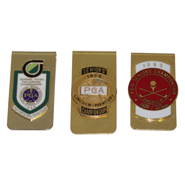 1975, 1983, & 1986 PGA Seniors Championship Comemmorative Money Clips