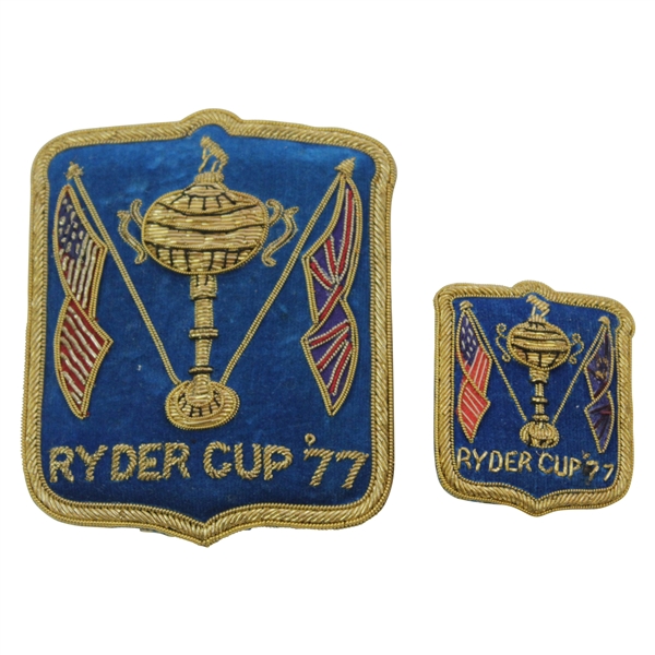 Henry Poes 1977 Ryder Cup Large & Small Blue Bullion Crests