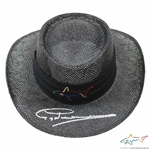 Greg Norman Signed Personal Shark Logo TaylorMade Black Straw Gambler Hat JSA ALOA