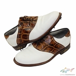 Greg Normans Personal Used FootJoy Tan & White Golf Shoes