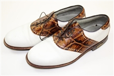 Greg Norman's Personal Used FootJoy Tan & White Golf Shoes
