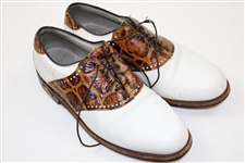Greg Norman's Personal Used FootJoy Tan & White Golf Shoes