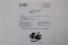 Greg Norman's Personal Used FootJoy Tan & White Golf Shoes