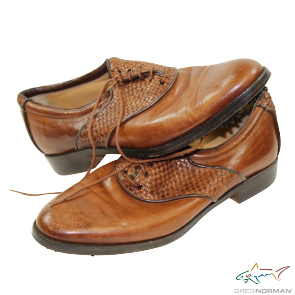 Greg Normans Personal Used Nebuloni Tan Golf Shoes