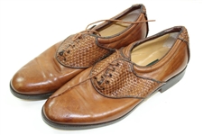 Greg Norman's Personal Used Nebuloni Tan Golf Shoes