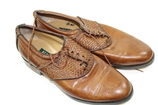 Greg Norman's Personal Used Nebuloni Tan Golf Shoes