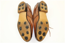 Greg Norman's Personal Used Nebuloni Tan Golf Shoes