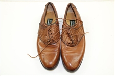 Greg Norman's Personal Used Nebuloni Tan Golf Shoes