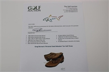 Greg Norman's Personal Used Nebuloni Tan Golf Shoes