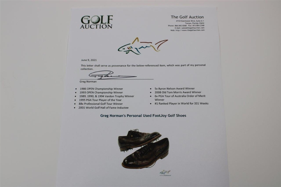 Greg Norman's Personal Used FootJoy Golf Shoes