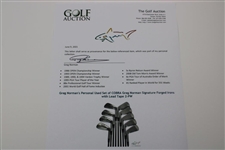 Greg Norman's Personal Used Set of COBRA Greg Norman Signature Forged Irons with Lead Tape 2-PW