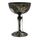 Undated Sterling Silver Golf Themed Trophy Cup with Three Clubs on Stem - #32 Sticker on Base