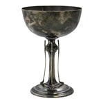 Undated Sterling Silver Golf Themed Trophy Cup with Three Clubs on Stem - #32 Sticker on Base