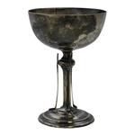 Undated Sterling Silver Golf Themed Trophy Cup with Three Clubs on Stem - #32 Sticker on Base