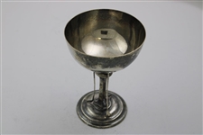 Undated Sterling Silver Golf Themed Trophy Cup with Three Clubs on Stem - #32 Sticker on Base