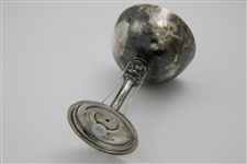 Undated Sterling Silver Golf Themed Trophy Cup with Three Clubs on Stem - #32 Sticker on Base