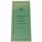 1979 Records of the Masters Tournament Record Guide (1934-1978) 