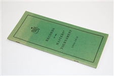 1979 Records of the Masters Tournament Record Guide (1934-1978) 
