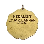 1937 Pensacola Country Club Gold Filled Medalist Medal Won by Lt. W. K. Lanman U.S.N.