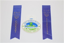 Johnny Miller Signed Photo with 1987 Pebble Beach Pro-A Bag Tag, Program, Ribbons, & Photo JSA ALOA