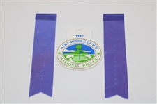 Johnny Miller Signed Photo with 1987 Pebble Beach Pro-A Bag Tag, Program, Ribbons, & Photo JSA ALOA