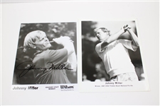 Johnny Miller Signed Photo with 1987 Pebble Beach Pro-A Bag Tag, Program, Ribbons, & Photo JSA ALOA