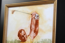 Original Arnold Palmer Oil Painting 'High Follow Through' by Artist Robert Fletcher - Framed