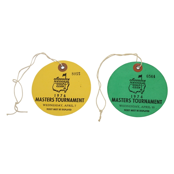 1974 & 1976 Masters Tournament Wednesday Tickets #8055 & #6564 - Par 3 Contest