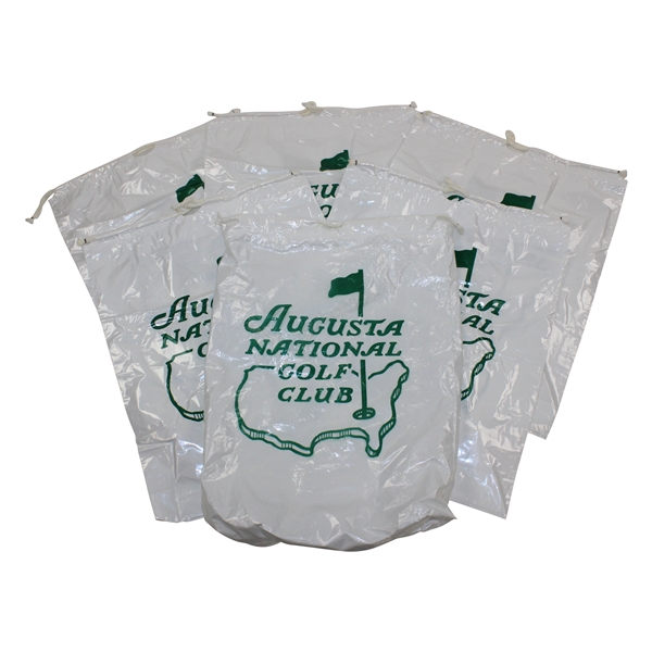 Six (6) Augusta National Golf Club Plastic Bags with Drawstrings