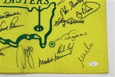 Palmer, Nicklaus, Seve, Player & 21 Masters Champs Signed 1999 Masters Flag JSA FULL #Z93767