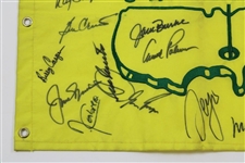 Palmer, Nicklaus, Seve, Player & 21 Masters Champs Signed 1999 Masters Flag JSA FULL #Z93767