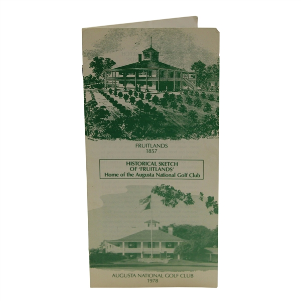 1978 Augusta National Golf Club Historical Sketch of Fruitlands Nursery Pamphlet - First One Weve Seen