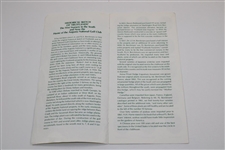 1978 Augusta National Golf Club Historical Sketch of 'Fruitlands' Nursery Pamphlet - First One We've Seen