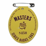 1965 Masters Tournament SERIES Badge #8450 with Original Pin - Jack Nicklaus 2nd Masters Win