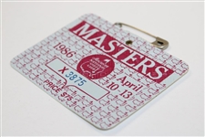 1986 Masters Tournament SERIES Badge #X3875 with Original Pin - Jack Nicklaus' 6th Masters Win