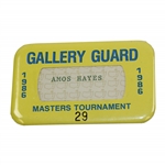 1986 Masters Tournament Gallery Guard Badge #29 Issued to Amos Hayes - Jack Nicklaus 6th Masters Win