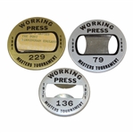 1971, 1980 & 1981 Masters Tournament Working Press Badges #136, #79 & #229 - Coody, Seve, & Watson