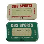 1985 & 1986 Masters Tournament CBS Sports Badges #27 & #107 - Jack Nicklaus & Langer Winners