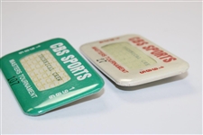 1985 & 1986 Masters Tournament CBS Sports Badges #27 & #107 - Jack Nicklaus & Langer Winners