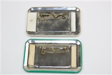 1985 & 1986 Masters Tournament CBS Sports Badges #27 & #107 - Jack Nicklaus & Langer Winners