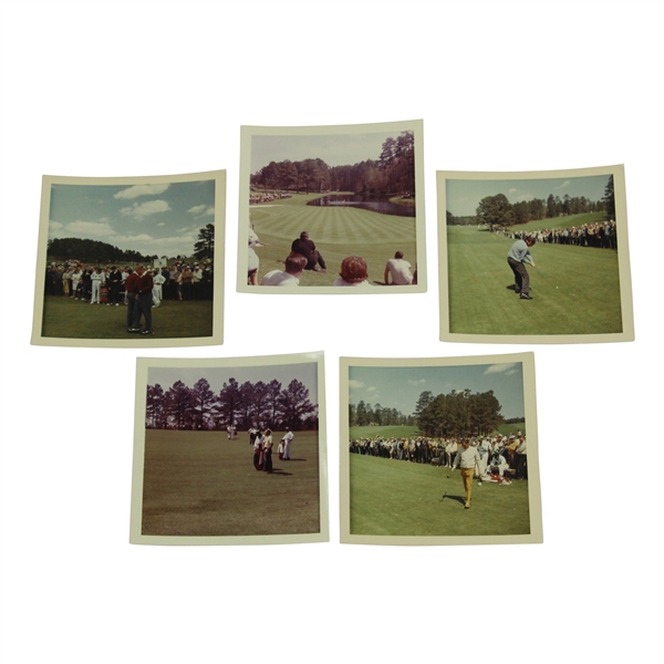 Five (5) Original Photos of 1966 Masters - Nicklaus, Palmer, Sanders, Finsterwald, & Hole #16